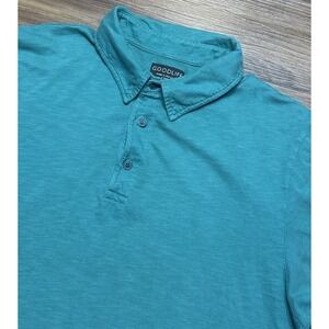 Goodlife Short Sleeve Cotton Scalloped Polo Shirt Green Made in USA Sz XL